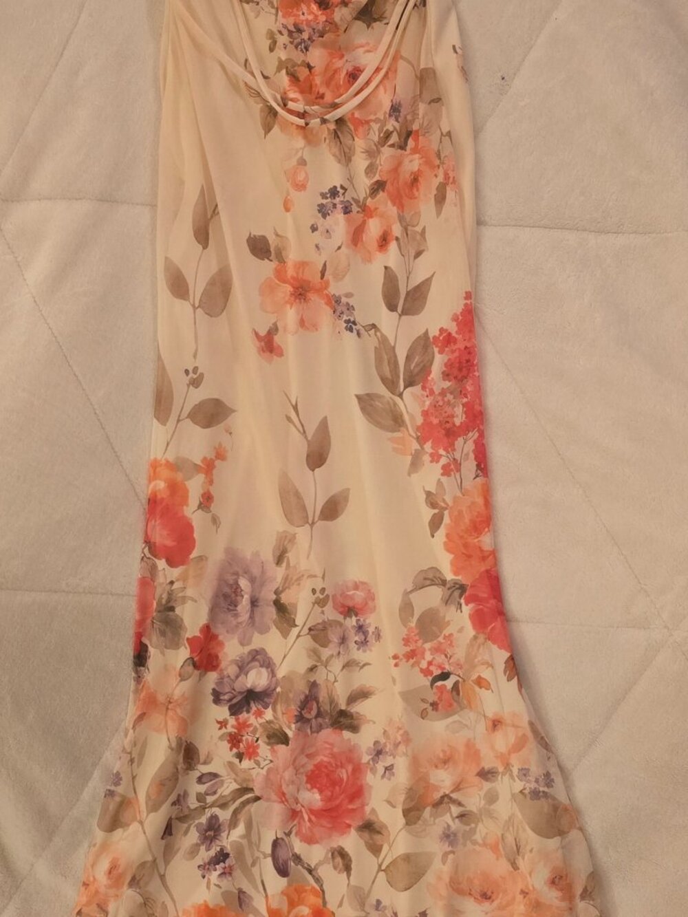 Express Floral Mesh Cowl Neck Strappy Low Back Maxi Dress - Picture 2 of 4